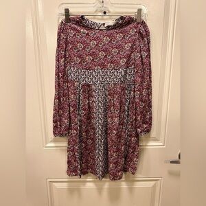 Zara Kids Girls Floral Burgundy Flowy Fall Perfect Midi Dress, size 9